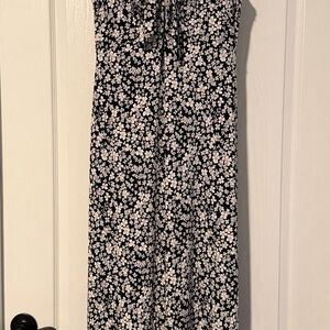 Nina Leonard Black and White Floral Maxi Dress
